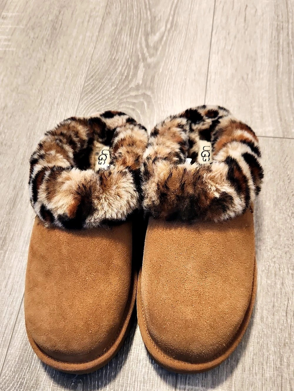 UGG Slide Animal Print Leopard Slippers Brown US 8 New Without Box